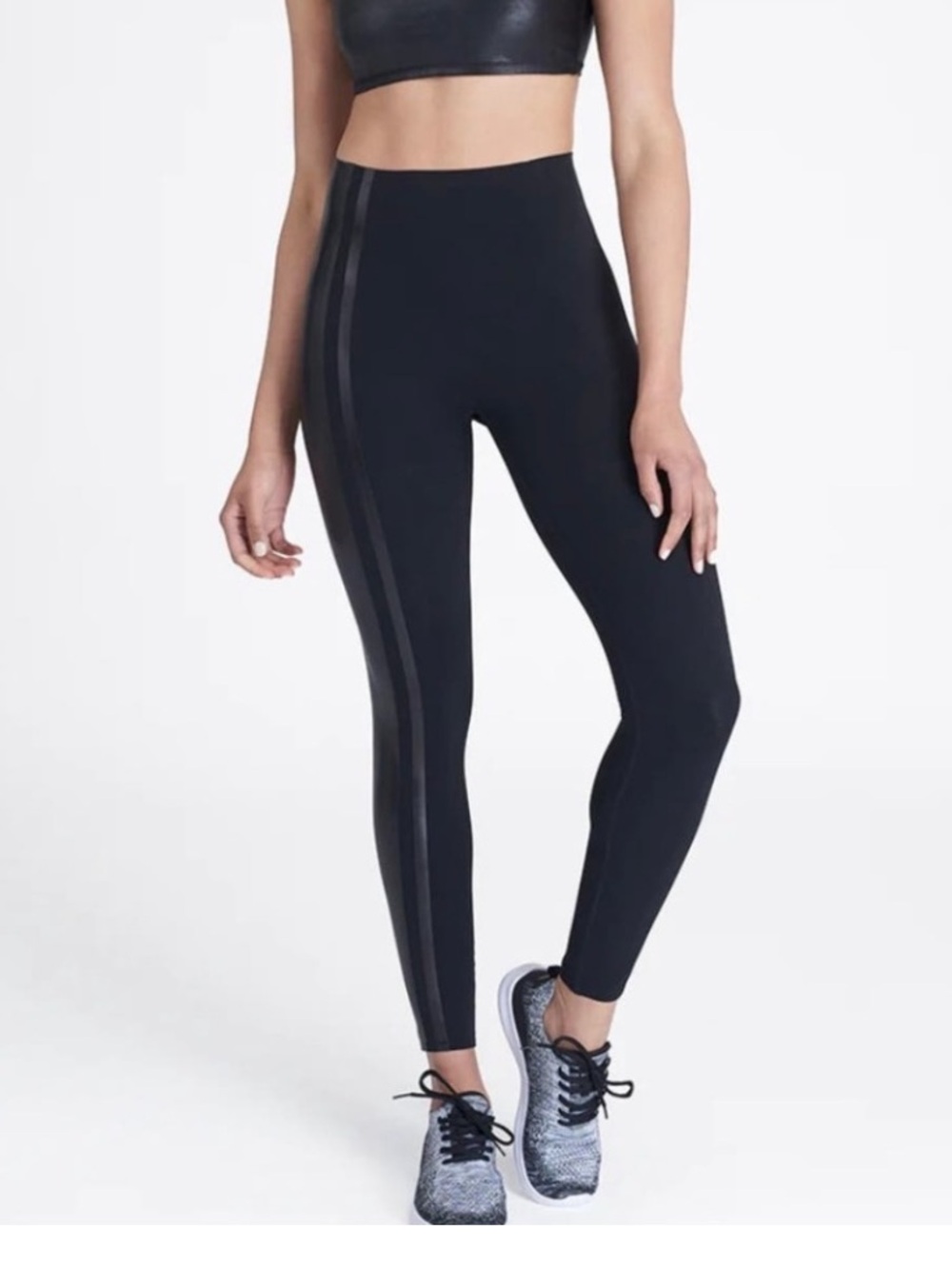 Spanx medium legging gloss side stripes